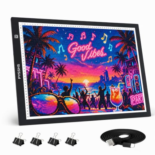 A2 Premium LED Light Board for Diamond Art Painting & Tracing, USB-Powered with 3 Brightness Levels, Upgrade Eye-Protection Design for Vinyl Weeding, Sketching with Clips - No Mesh No Dot - size: A2 (Premium)