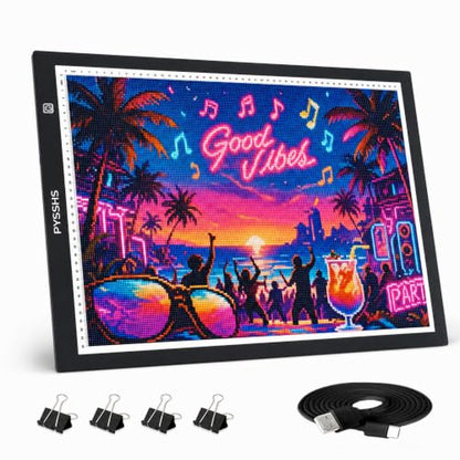 A2 Premium LED Light Board for Diamond Art Painting & Tracing, USB-Powered with 3 Brightness Levels, Upgrade Eye-Protection Design for Vinyl Weeding, Sketching with Clips - No Mesh No Dot - size: A2 (Premium)