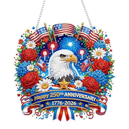 Eiflow 250th Anniversary Diamond Art Hanging Kit for Adults, DIY Diamonds Painting Door Hanger Board Kit 4th of July, Acrylic Crystal Diamond Art Painting Pendant Ornament (Ealge) - color: Ealge