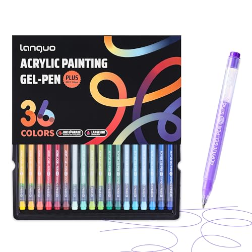 languo Acrylic Gel Pens for Coloring, 36 Colors, 1.0mm Bullet Tip | High Opacity Acrylic Paint Pens, Smooth Ink Flow, Great for Black Paper, Coloring, Drawing, Journaling and DIY Crafts - color: 36 Colors