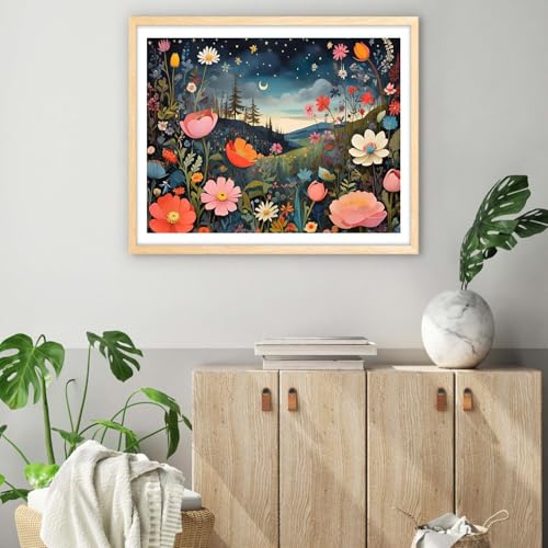 Yanfairy Wild Flowers Diamond Art Painting Kits for Adults, Full Drill Diamond Dots Paintings for Beginners, Round 5D Paint with Diamonds Pictures Gem Art Painting Kits DIY Crafts Kits 12x16inch - color: Wildflowers 2
