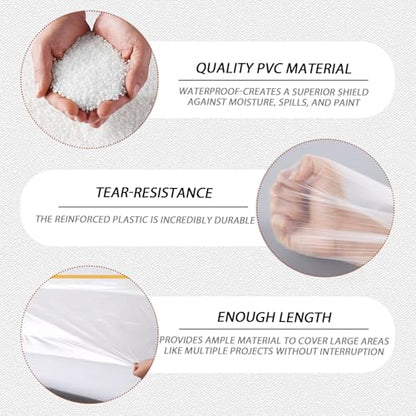 4 Rolls 8.9 x 65.6 ft Pre-Taped Masking Film, Plastic Drop Cloth with Tape | Plastic Sheeting Drop Cloth for Painting,Automotive Covering and Appliance Protection,Pre Taped painter,Plastic Sheeting Roll