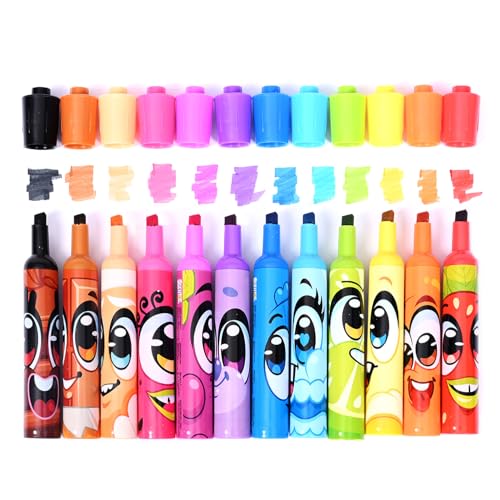 Scentos Scented Chisel Tip Markers 12 Pack, With Fruit Scent, 12 Assorted Colors, Different Fruity Each, Washable Markers, Marker for Kids, for Posters and Science Fairs, Super Washable Ink. - size: 1 Count (Pack of 12)