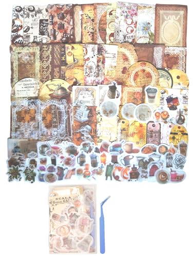 Vintage Scrapbooking Supplies Kit – Scrapbooking Supplies Vintage, Vintage Book Pages & Ephemera, Washi Stickers & Paper for DIY Junk Journals, Collage Art, Memory Albums, and Gift Decoration
