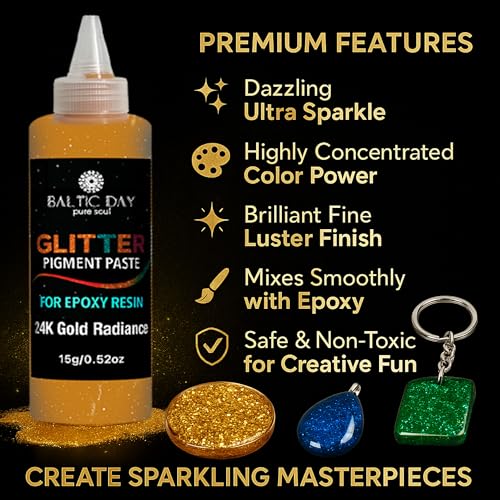 Bloody Red Glimmer Epoxy Pigment Paste XL (6.7oz/191g) – Ultra-Concentrated Deep Red Resin Colorant with High-Reflective Glitter Shine | Opaque Dye for Epoxy Resin Art, Jewelry & River Tables - color: Bloody Red Glimmer XL