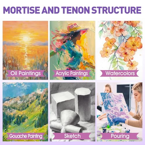 ESRICH 10x10 Stretched Canvas for Painting, 2 Pack Square Canvas for Painting Primed Acid-Free Framed Blank Canvas, Art Canvases for Beginners & Artists to Paint Oil, Acrylic, Pouring Painting. - size: 10x10in