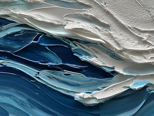 Art 24x48 inch Hand-Painted Blue Ocean Landscape Oil Painting Large Abstract Canvas Art Home Wall Decoration - color: Dn165