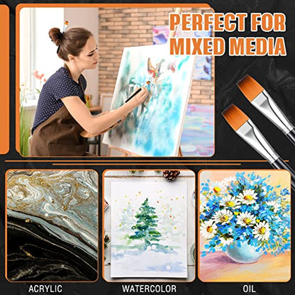 Zonon 10 Pcs 3/4 Inch Flat Paint Brushes Acrylic Painting Craft,Brown - color: Black