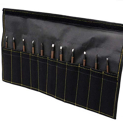 Stone Carving Tools, 11 Pcs Stone Seal Craft Engraving Wood Carving Tools Gravers/Chisels/Knife Set with Bag