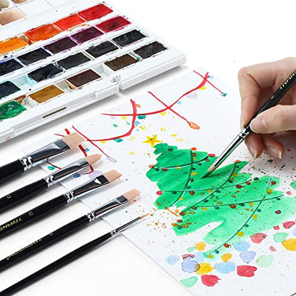 Transon Paint Brush Set 6pcs Art Painting Flexible Bristle for Acrylic Watercolor Gouache Oil Leather Canvas and Face Painting - size: size 2
