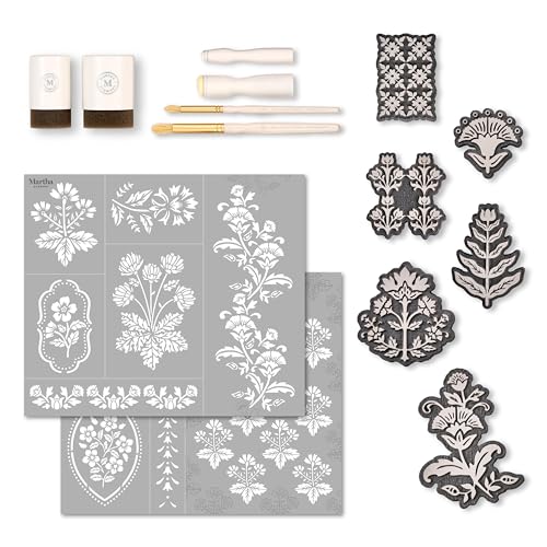 Martha Stewart, Vintage Florals Stencils, Stamps, and Tools Kit, 14 pc - style: Vintage Florals