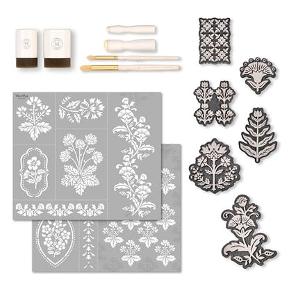 Martha Stewart, Vintage Florals Stencils, Stamps, and Tools Kit, 14 pc - style: Vintage Florals