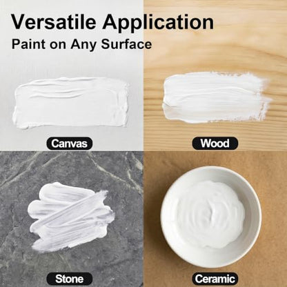 YULL 7.6 oz/225 ml Titanium White Acrylic Paint Tubes, Thick Opaque Waterproof Matte White Paint for Wood/Canvas/Metal/Ceramic/Plastic/Wall, Non-Toxic Water-Based Washable Indoor/Outdoor Craft Paints - color: White (Matte)