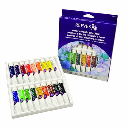 Reeves 18-Pack Water Mixable Oil Color Tube Set, 10ml - size: 18 Tubes, style: Water Mixable Oil Colour