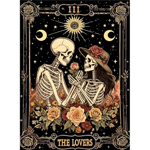 KICHANG Skull Diamond Art Kits for Adult Diamond Painting Kit for Beginner | Skeleton 5D DIY Diamond Dots Full Drill Crafts for Gem Art Dot Art for Adults Home Wall Decor for Teens Boys Girls 12x16 inch - color: DP04605