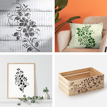 YKW 8 Pack Floral Stencils for Painting, Reusable Plant Spray Paint Templates - Large 11x8 Flower Patterns for Wall, Fabric, Wood,Stone - DIY Home Decor (Plant-Flower) - style: Plant-flower