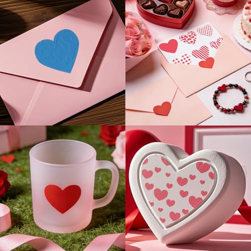12 PCS Love Heart Stencils for Painting - Different Size Love red Heart Reusable Valentine's Painting Templates on Wood, Glass, Fabric, Window Door Decor DIY Decoration - style: 12 PCS Heart