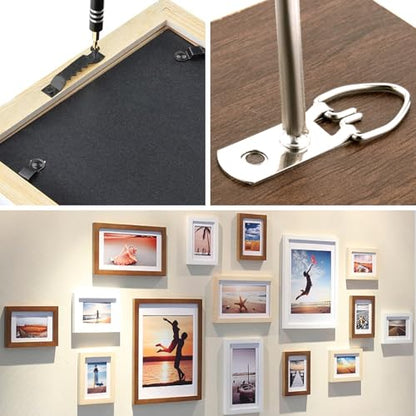 415Pcs Frame Hangers Screws Kit, 5 Sizes D Ring Picture Hangers and Sawtooth Hangers Assorted Kit with Box for Wall Mounting Heavy Canvas Paintings Photos Board Clock Artwork Clipboard