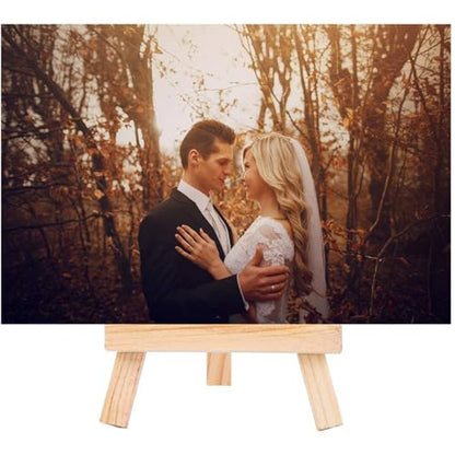 Eboot 12 Pack 5" Mini Wood Display Easel Natural Wooden Tripod Holder Stand Artist Mini Easel Tabletop Canvas Stand for Painting Arts Crafts Easels for Display Card Photo