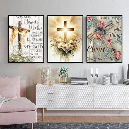 3 Pack Diamond Art Kits for Adults, Cross Diamond Painting Kit 11.8x15.7 in - color: 3 Pack Cross, size: 11.8x15.7in(30x40cm)