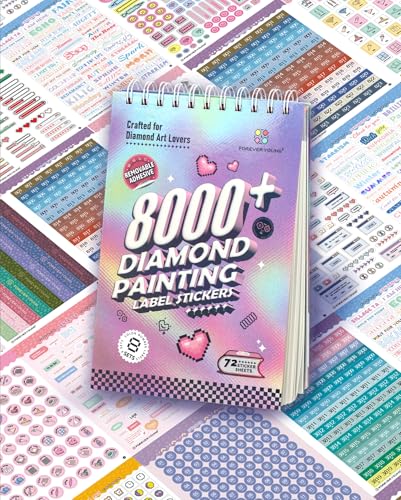 ForeverYoung Diamond Art Label Sticker Book, 72-Page, 8000+ Stickers | Diamond art label sticker book with 8000+ stickers and 72 pages. Helps organize diamond painting drills, colors and storage