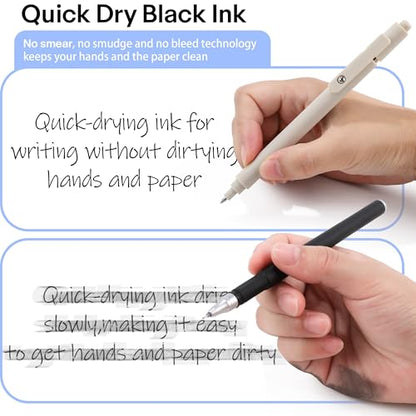 Gel Pens, 0.5mm Black Ink Quick Dry Ball Point Pens, Fine Point Smooth Writing Pens, Cute Aesthetic Gifts Set for Men Women Journaling, Office School Stationery Supplies - color: 10 Pcs Beige-Black Ink