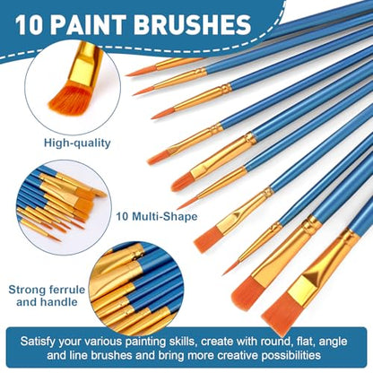 ESRICH 52PCS Acrylic Painting Kits for Adults and Couples | Sip and Paint Kit for Date Night and Crafts, Painting Set with Canvas and Easels, Palettes, Brushes - color: 24