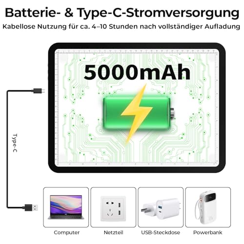 Zocelight Rechargeable A3 Light Board with Built-in Stand,Super Bright Magnetic Light Box for Tracing,Wireless Light Pad for Diamond Painting,Side Buttons,5000mAH Battery,LED Light Table for Drawing - size: A3 with Stand