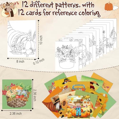 Sherr 12 Pcs Pre Drawn Canvas for Adults,Thanksgiving,8 x 10 Inch - size: 8 x 10 Inch, style: Thanksgiving