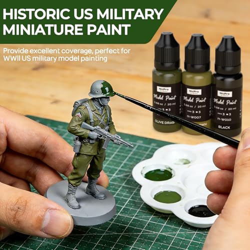Nicpro 10 Colors WWII U.S. Model Paint Set, 20ml Ready to Use - style: WWII U.S.