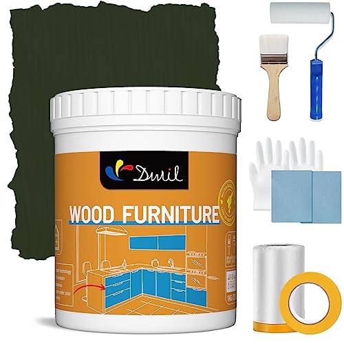 DWIL Acrylic Wood Paint for Furniture - Semi-Gloss Paint Suitable for Wood Surface Renovation, Water-Based All match Paint, Non-Toxic & Odorless, Eco-Friendly & Healthy (32OZ, Olive Green) - color: Olive Green