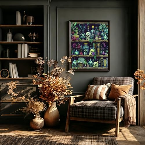 PHANTASYART Gothic Bookshelf Paint by Numbers Kit for Adults 16x20inch - color: Gothic Bookshelf, size: 16x20inch