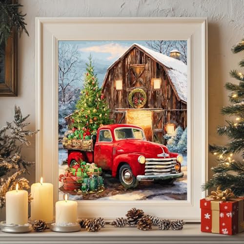 Reivworl Christmas Paint by Numbers Kit for Adults Beginner 16×20 inch | Christmas Paint by Number Kits 16×20 inch, Crafts on Canvas with Gifts. - color: 20-Truck