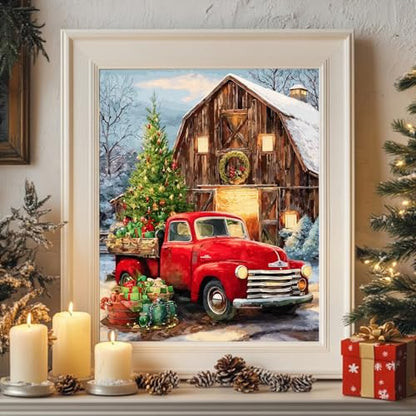 Reivworl Christmas Paint by Numbers Kit for Adults Beginner 16×20 inch | Christmas Paint by Number Kits 16×20 inch, Crafts on Canvas with Gifts. - color: 20-Truck