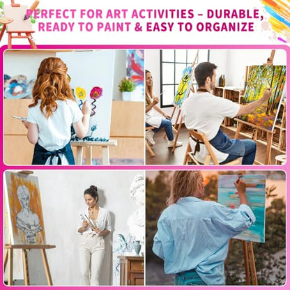 Stretched Canvas for Painting, 24Pack Canvas Value Pack for Painting, Triple Primed 5/8" Profile Cotton Professional Artist Quality Blank Canvas,Ready to Paint, Art Supplies for Acrylic, Oil - size: 24PK