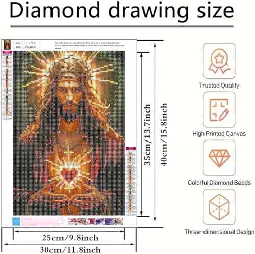 DYAIANGMU Jesus Diamond Art Kits for Adults 11.8x15.7in | 5D Love Diamond Art Painting Kit for Adult Beginners, DIY Full Round Drill Gem Art Diamond Dots Kits for Home Wall Decor - color: B17762