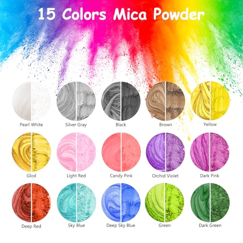 KISREL Epoxy Resin 82oz - Clear Epoxy Resin Kit with 15 Pigments and 15 Colors of Mica Powders - No Yellowing No Bubble Casting Resina for Art Crafts, Jewelry Making, Wood & Resina Molds(41oz x 2) - size: 82oz