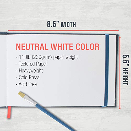 U.S. Art Supply 5.5" x 8.5" Watercolor Book (2 Pack, 76 Sheets Each) | 110lb (230 GSM) Linen-Bound Hardcover Artist Paper Pads - Acid-Free Cold-Pressed Watercolor Paper Pad Mixed Media - size: 5.5-x-8.5-inch