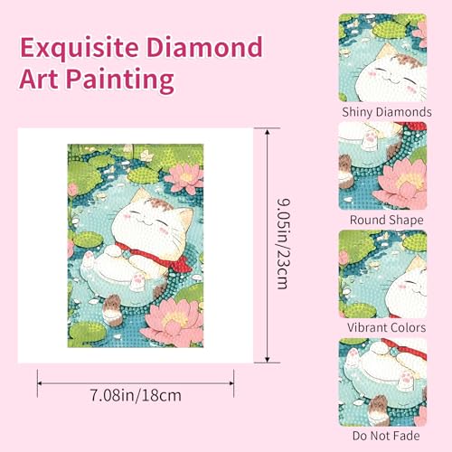 PERFECTSIGHT Cute 5D Diamond Art Kits, Kawaii DIY Painting Art for Adults Teen, 4 Pack Diamond Arts and Crafts Sets, Big Gem Full Drill Diamond Dots for Women (Cat+Panda) - style: Cat+Panda