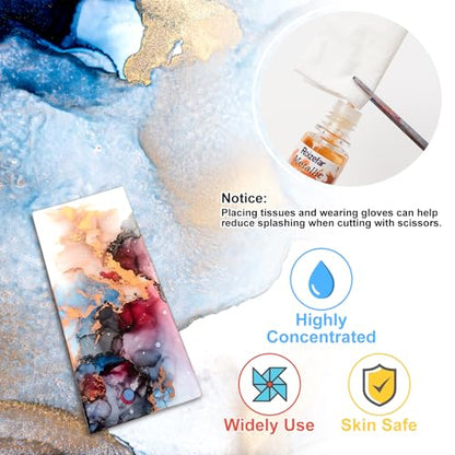 Alcohol Ink Set - 50 Bottles Vivid Colors Alcohol Paint 10ml Each | High Concentration, Metallic Alcohol Paint Resin Dye, Safe Fast Drying Effect, Ideal for Epoxy Resin, Art Painting, Glass - color: 56 Colors