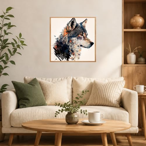AUKELHJ Framed Paint by Numbers Kit for Adults, Wolf, 10x10 inch - color: 02-Wolf