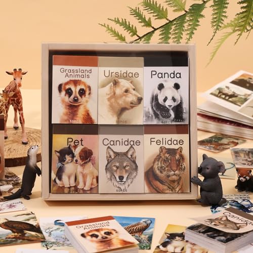 12 Sets 600 Sheets Washi Stickers Book for Journaling, Jungle Animal Sticker, Wild Zoo Sea Animal Aesthetic Scrapbook Dinosaur Sticker Set for Bullet Journal Card Craft Gift Rewards for Kid Notebook - style: Animal Style