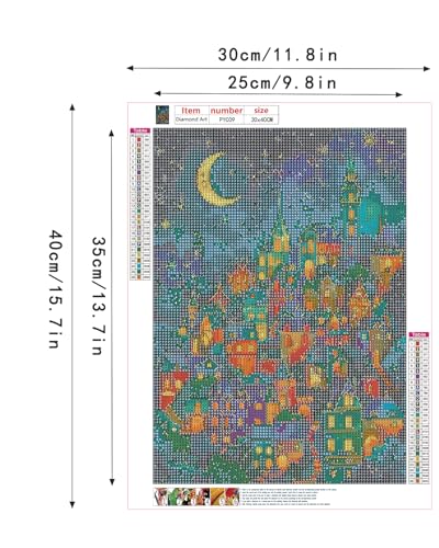 Starry Night Diamond Art Kits for Adults, Landscape Diamond Art 12X16 Inch - color: Landscape 12