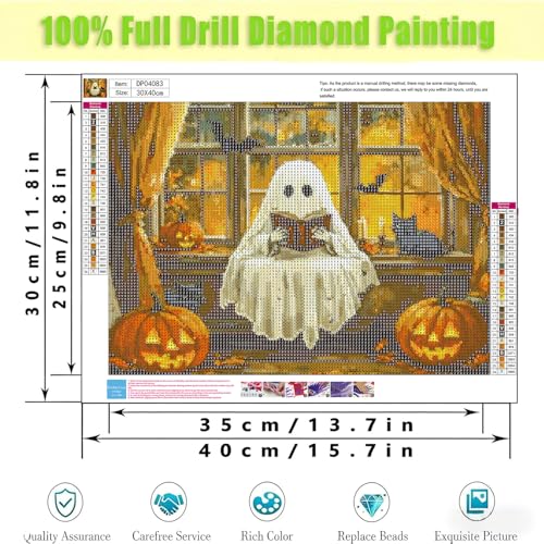 ARPADAMO Halloween Diamond Art Kits for Adults Cute Ghost Reading 12x16in - color: DP04083