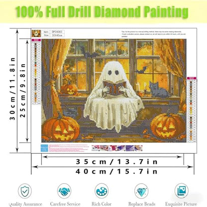 ARPADAMO Halloween Diamond Art Kits for Adults Cute Ghost Reading 12x16in - color: DP04083