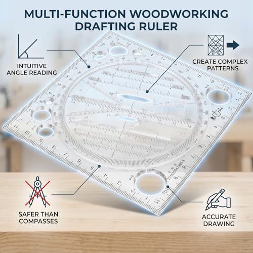 Multifunctional Drawing Ruler, Geometric Drawing Tool, Angle and Circle Maker for School, Office, and Artwork