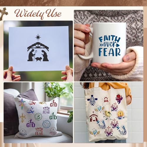 Marspark 72 Pcs Small Jesus Stencils for Crafts Reusable, 3 Inch - style: Jesus