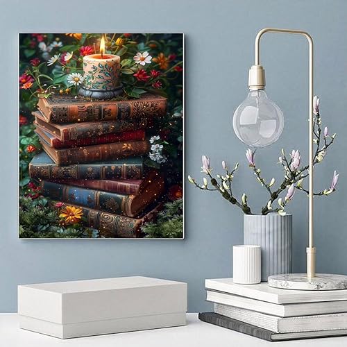 Ycydilirab Paint by Numbers Kits for Adults-Books Paint by Number Adult,Paint by Number Kits on Canvas,Number Painting for Adults,for Home Wall Decoration and Gifts 16X20 inch - color: Books, size: 16x20in