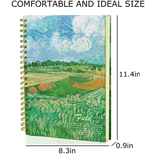 Van Gogh Aesthetic Art Mixed Media Sketchbook,A4 Spiral-Bound SketchbookMarker Paper Pad, 80 Pages of Premium 200 GSM Smooth Thick Paper, Mixed Media Sketch Book Drawing and Sketching for Kids Adults - color: Green Wheat Fields A4