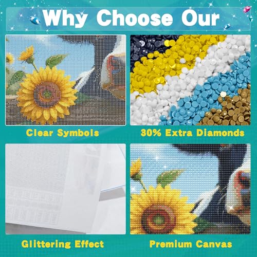 JOOZ Large Diamond Painting Kits for Adults, 5D Cow Diamond Art Kits - color: Cow 047